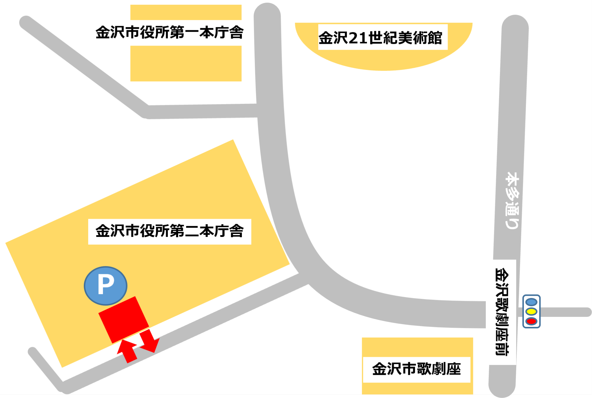 第二本庁舎地下駐車場アクセス図