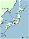 主要都市との位置関係の地図イラスト